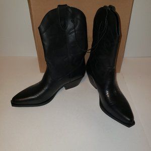 Steve Madden Western Black Leather Boots Size 9